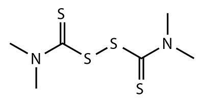 Thiuram (tetramethylthiuramdisulfide) - chemische formule